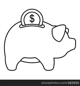 Pig money box icon. Outline illustration of pig money box vector icon for web design. Pig money box icon, outline style