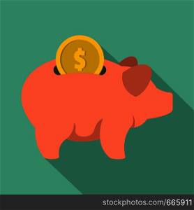 Pig money icon. Flat illustration of pig money vector icon for web. Pig money icon, flat style