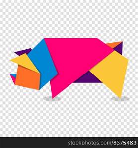 Pig origami. Abstract colorful vibrant pig logo design. Animal origami. Vector illustration