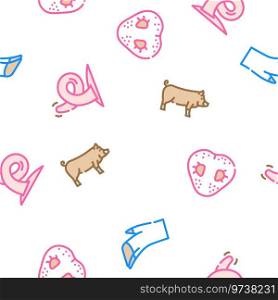 pig pork farm vector seamless pattern thin line illustration. pig pork farm seamless pattern vector
