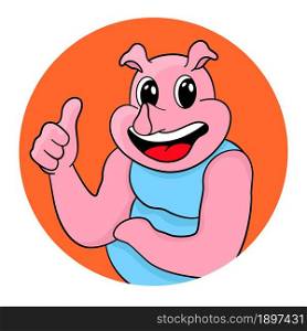 pig's face giving a thumbs up
