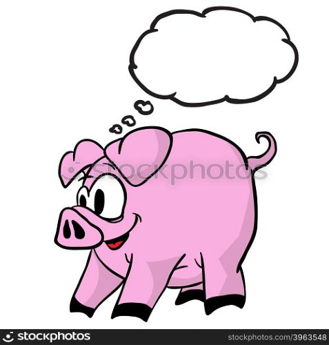 pig with thought bubble cartoon
