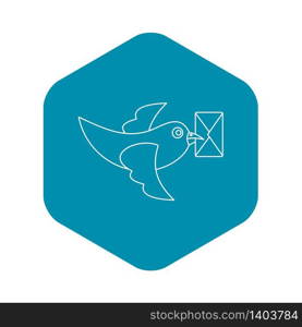 Pigeon bird flying with envelope icon. Outline illustration of pigeon bird flying with envelope vector icon for web. Pigeon bird flying with envelope icon