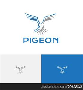 Pigeon Dove Bird Flying Wings Freedom Peace Line Abstract Logo