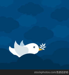 pigeon3. The white pigeon bears a branch. A vector illustration