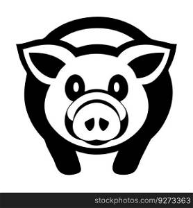 piggy animal cartoon vector illustration graphic design in black and white
