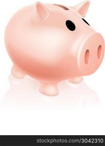 Piggy bank. An illustration of a cute pink piggy bank icon. Piggy bank