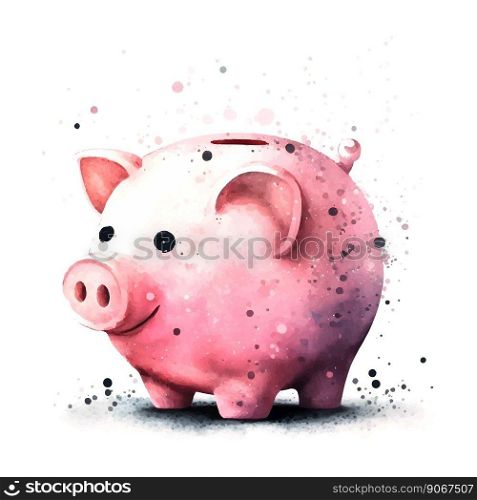Piggy Bank and Coins - Investment. Piggy Bank and Coins - Investment Watercolor Vector hand drawn painted