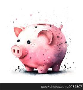 Piggy Bank and Coins - Investment. Piggy Bank and Coins - Investment Watercolor Vector hand drawn painted