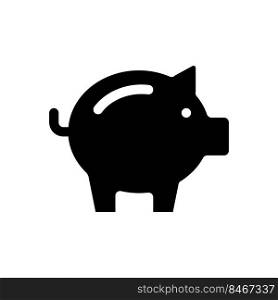Piggy bank black glyph ui icon. Money savings. Investment and business. Finance. User interface design. Silhouette symbol on white space. Solid pictogram for web, mobile. Isolated vector illustration. Piggy bank black glyph ui icon