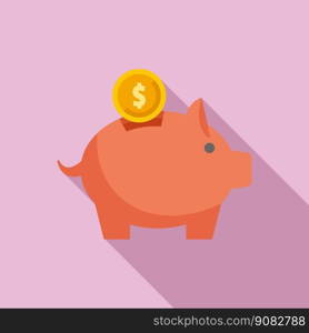 Piggy bank compensation icon flat vector. Money reward. Fund support. Piggy bank compensation icon flat vector. Money reward