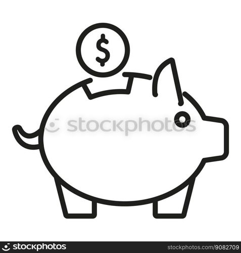 Piggy bank compensation icon outline vector. Money reward. Fund support. Piggy bank compensation icon outline vector. Money reward