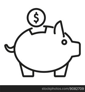 Piggy bank compensation icon outline vector. Money reward. Fund support. Piggy bank compensation icon outline vector. Money reward