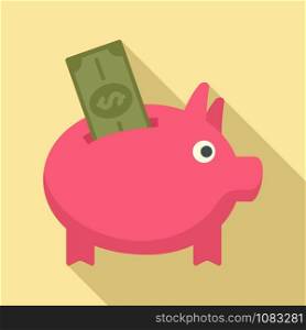 Piggy bank crowdfunding icon. Flat illustration of piggy bank crowdfunding vector icon for web design. Piggy bank crowdfunding icon, flat style
