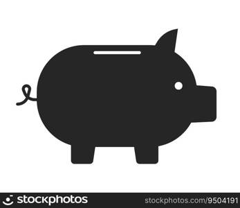 Piggy bank flat monochrome isolated vector object. Money box. Editable black and white line art drawing. Simple outline spot illustration for web graphic design. Piggy bank flat monochrome isolated vector object