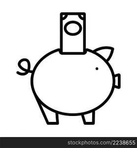 Piggy Bank Icon. Bold outline design with editable stroke width. Vector Illustration.