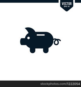 Piggy Bank icon collection in Glyph or flat silhouette, vector