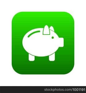 Piggy bank icon digital green for any design isolated on white vector illustration. Piggy bank icon digital green