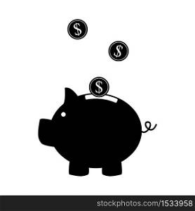 Piggy bank icon flat design on white background. Vector illustration