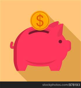 Piggy bank icon. Flat illustration of piggy bank vector icon for web. Piggy bank icon, flat style