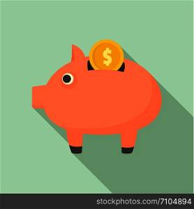Piggy bank icon. Flat illustration of piggy bank vector icon for web design. Piggy bank icon, flat style