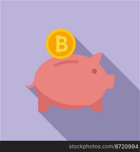 Piggy bank icon flat vector. Bitcoin money. Finance digital. Piggy bank icon flat vector. Bitcoin money
