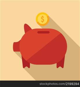 Piggy bank icon flat vector. Finance payment. Mo≠y credit. Piggy bank icon flat vector. Finance payment