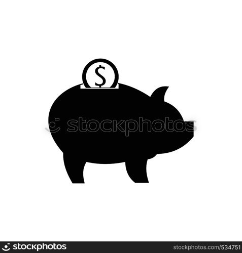 Piggy bank icon in simple style on a white background. Piggy bank icon, simple style