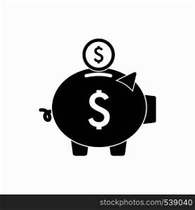 Piggy bank icon in simple style on a white background. Piggy bank icon, simple style