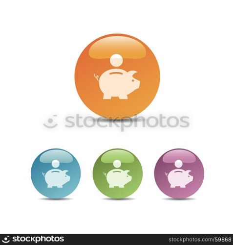 Piggy bank icon on colored bubbles