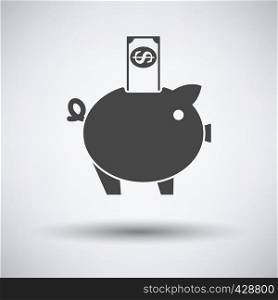 Piggy Bank Icon on gray background, round shadow. Vector illustration.