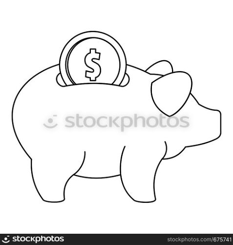Piggy bank icon. Outline illustration of piggy bank vector icon for web. Piggy bank icon, outline style.