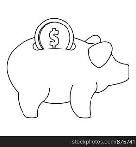 Piggy bank icon. Outline illustration of piggy bank vector icon for web. Piggy bank icon, outline style.