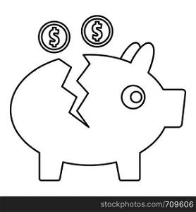 Piggy bank icon. Outline illustration of piggy bank vector icon for web. Piggy bank icon, outline style