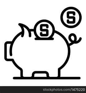 Piggy bank icon. Outline piggy bank vector icon for web design isolated on white background. Piggy bank icon, outline style