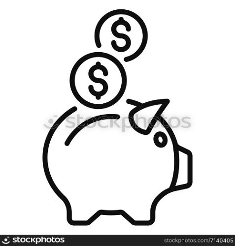 Piggy bank icon. Outline piggy bank vector icon for web design isolated on white background. Piggy bank icon, outline style
