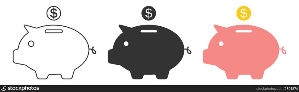 Piggy bank icon. Save money illustration symbol. Sign moneybox vector.