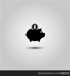 piggy bank icon. vector piggy money bank icon flat design black pictogram on white background