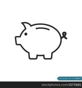 Piggy bank Icon Vector Template Flat Design
