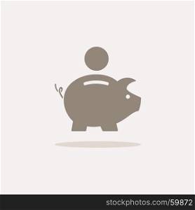 Piggy bank icon with shadow on a beige background