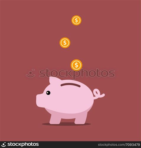 Piggy bank in flat style, Vector illustration