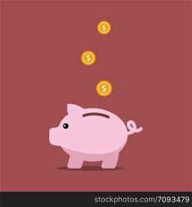Piggy bank in flat style, Vector illustration