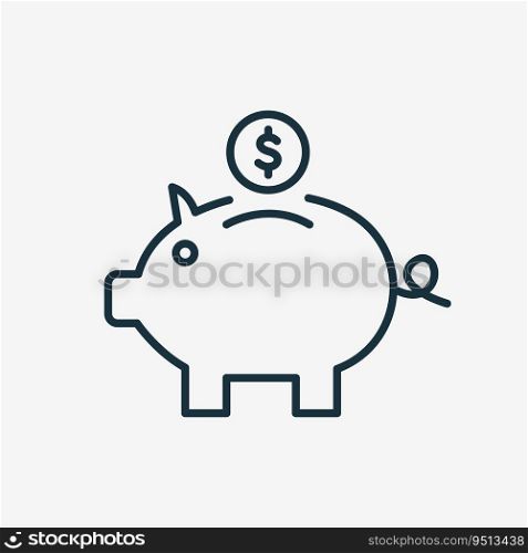 Piggy Bank Line Icon. Accumulation or Saving of money Linear Icon. Piggy Bank with Falling Dollar Coin Icon. Sign for Banking or Business Poster. Editable stroke. Vector illustration.. Piggy Bank Line Icon. Accumulation or Saving of money Linear Icon. Piggy Bank with Falling Dollar Coin Icon. Sign for Banking or Business Poster. Editable stroke. Vector illustration