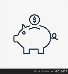 Piggy Bank Line Icon. Accumulation or Saving of money Linear Icon. Piggy Bank with Falling Dollar Coin Icon. Sign for Banking or Business Poster. Editable stroke. Vector illustration.. Piggy Bank Line Icon. Accumulation or Saving of money Linear Icon. Piggy Bank with Falling Dollar Coin Icon. Sign for Banking or Business Poster. Editable stroke. Vector illustration