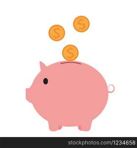 piggy bank money icon on white background. flat style. piggy bank icon for your web site design, logo, app, UI. piggy bank with coin symbol. pink piggy bank sign.
