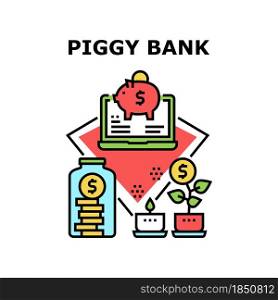 Piggy Bank Money Vector Icon Concept. In Piggy Bank Money Storaging And Earning Annual Percent. Online Bank Account Finance Investment. Economy Wealth And Savings Color Illustration. Piggy Bank Money Vector Concept Color Illustration