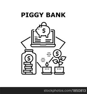 Piggy Bank Money Vector Icon Concept. In Piggy Bank Money Storaging And Earning Annual Percent. Online Bank Account Finance Investment. Economy Wealth And Savings Black Illustration. Piggy Bank Money Vector Concept Black Illustration