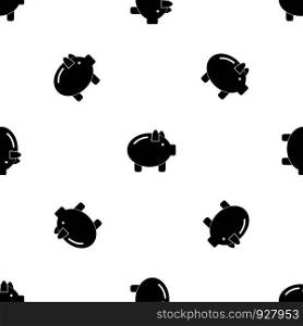 Piggy bank pattern repeat seamless in black color for any design. Vector geometric illustration. Piggy bank pattern seamless black