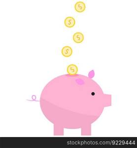 Piggy bank pink pig. Finance concept. Marketing time. Vector illustration. EPS 10.. Piggy bank pink pig. Finance concept. Marketing time. Vector illustration.