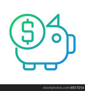 Piggy bank pixel perfect gradient linear vector icon. Money savings. Business investment. Finance management. Thin line color symbol. Modern style pictogram. Vector isolated outline drawing. Piggy bank pixel perfect gradient linear vector icon